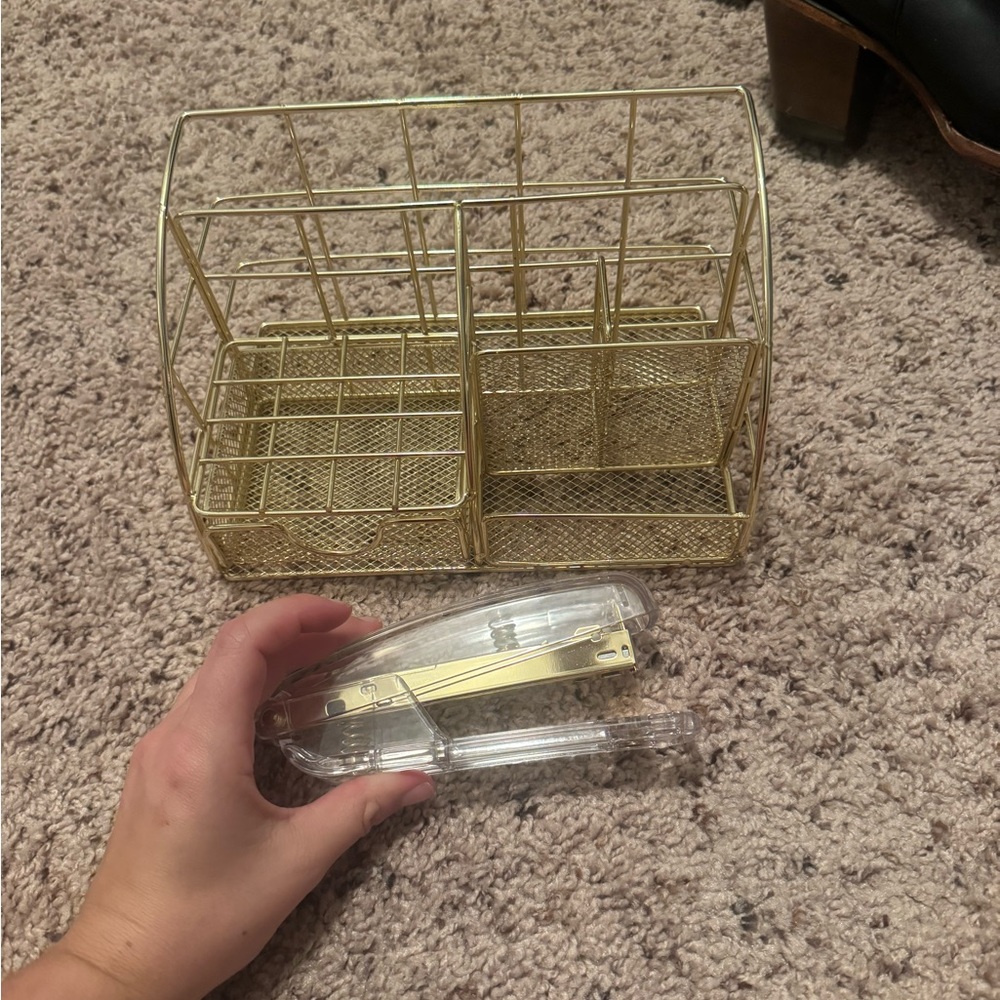 Gold Wire Desk Organizer
